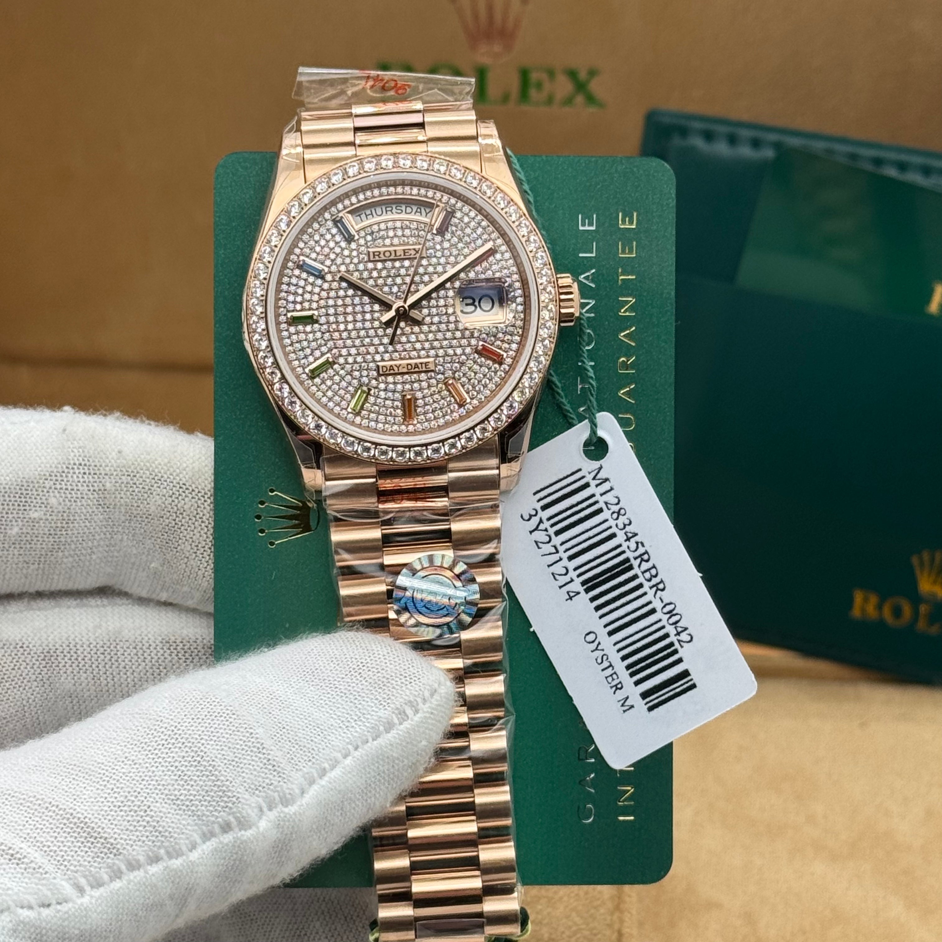Rolex Day-Date – Rose Gold 36MM / Diamond & Rainbow Markers