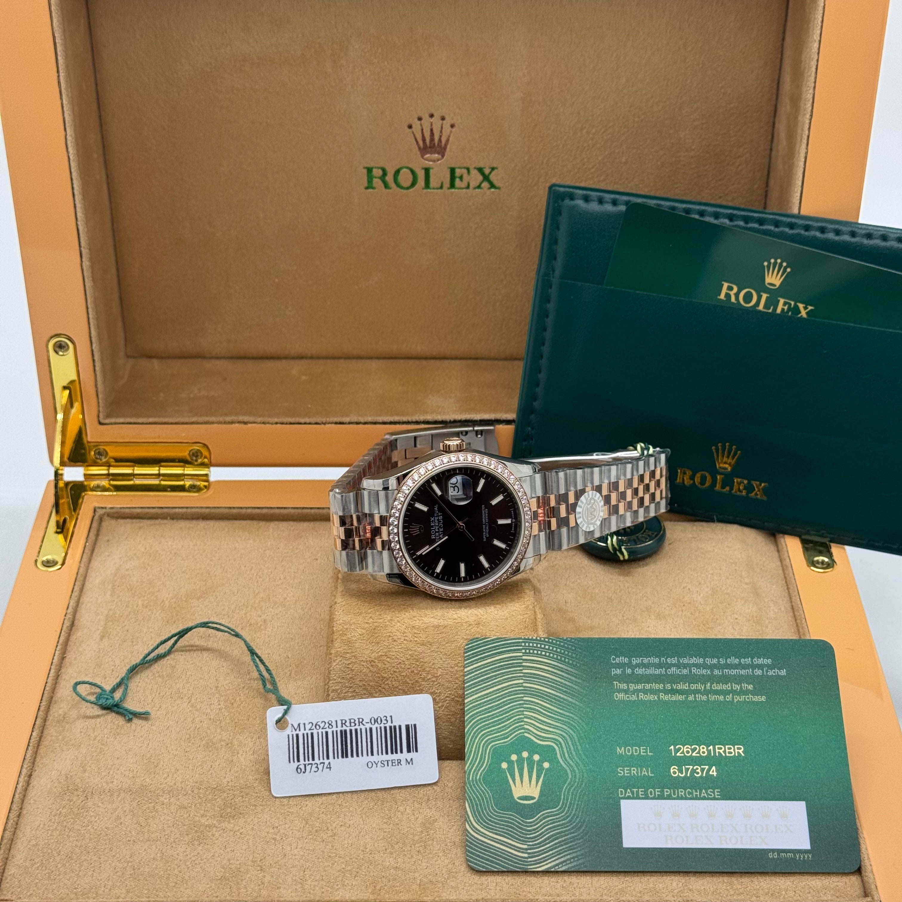 Rolex Datejust 36MM – Two-Tone Rose Gold & Steel Diamond Bezel  / Chocolate Dial