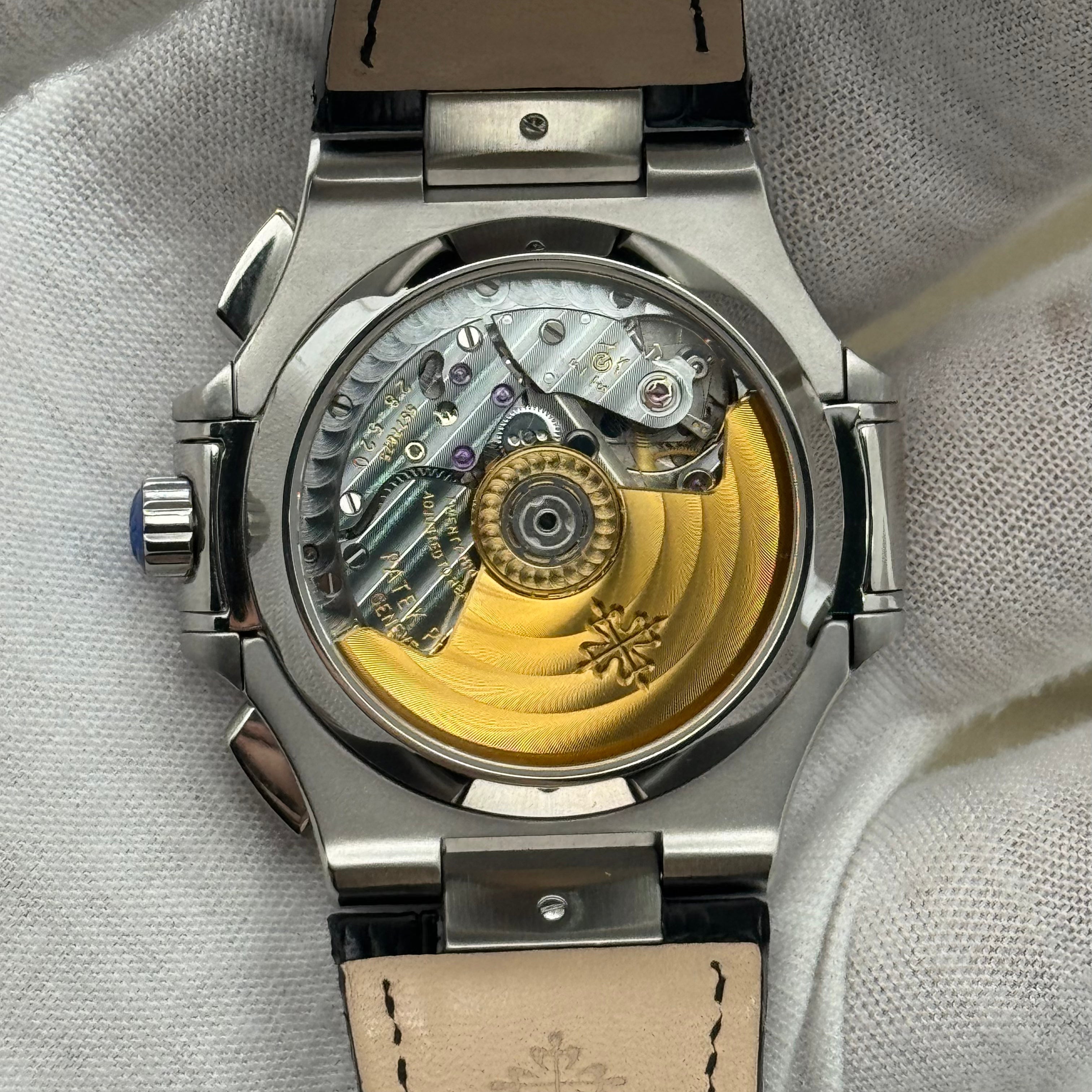 Patek Phillipe Nautilus-Inspired Automatic Watch – Swiss Super Clone – White Dial (Leather Strap)