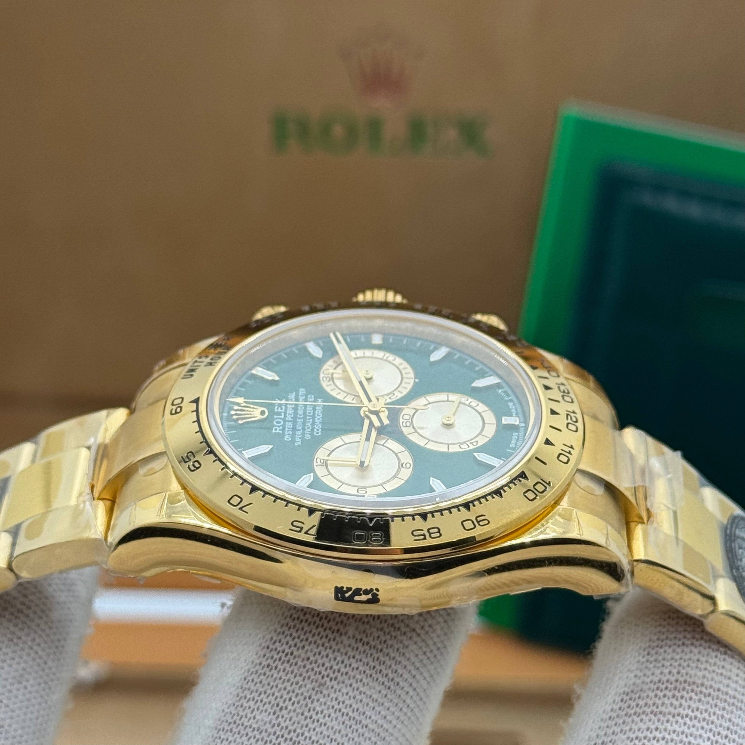 Rolex Daytouna Gold Chronograph Watch – Green Dial – Swiss Super Clone 2025 Version J23251