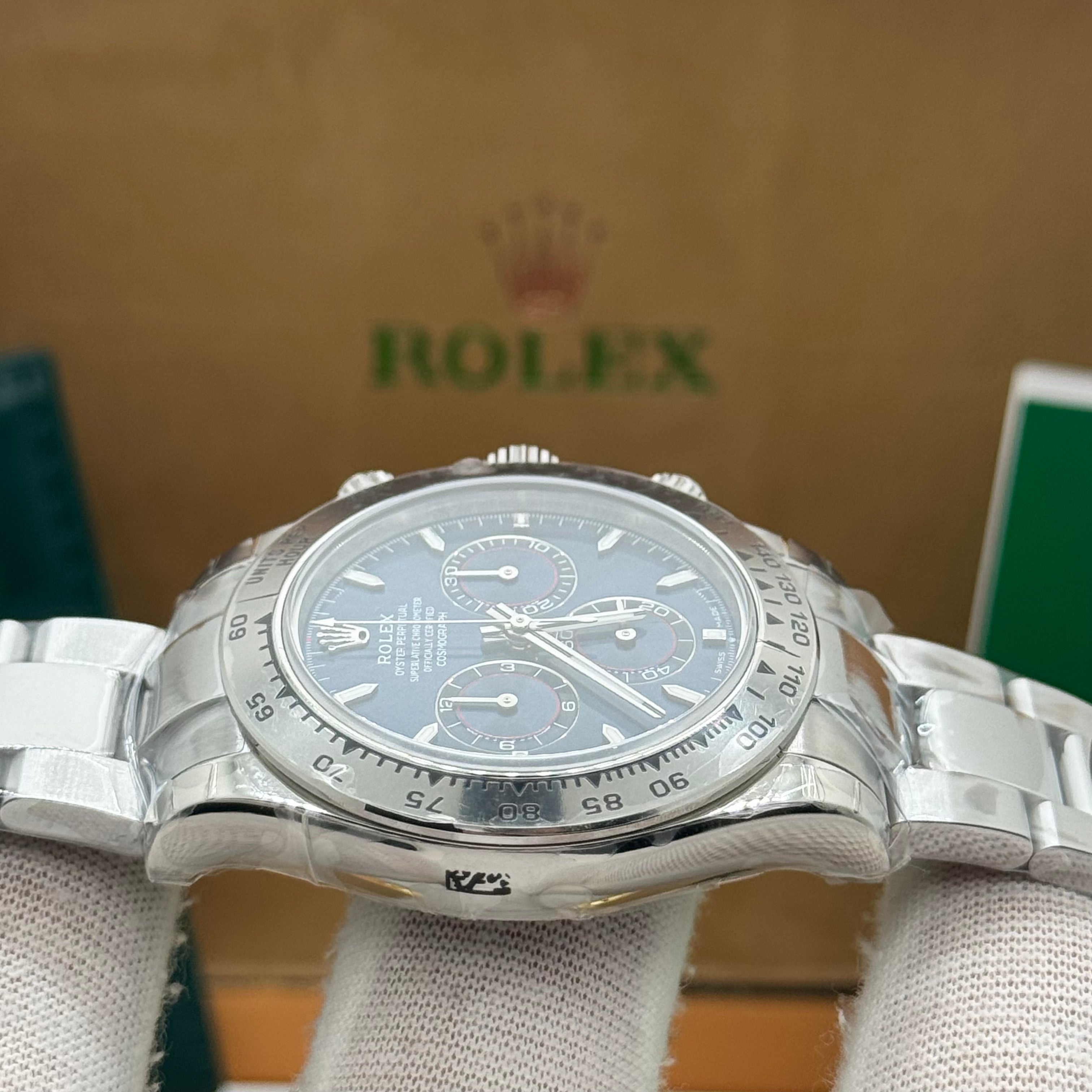 Rolex Daytona Silver Chronograph – Blue Dial – Swiss Super Clone (2025 Edition) H88F9318