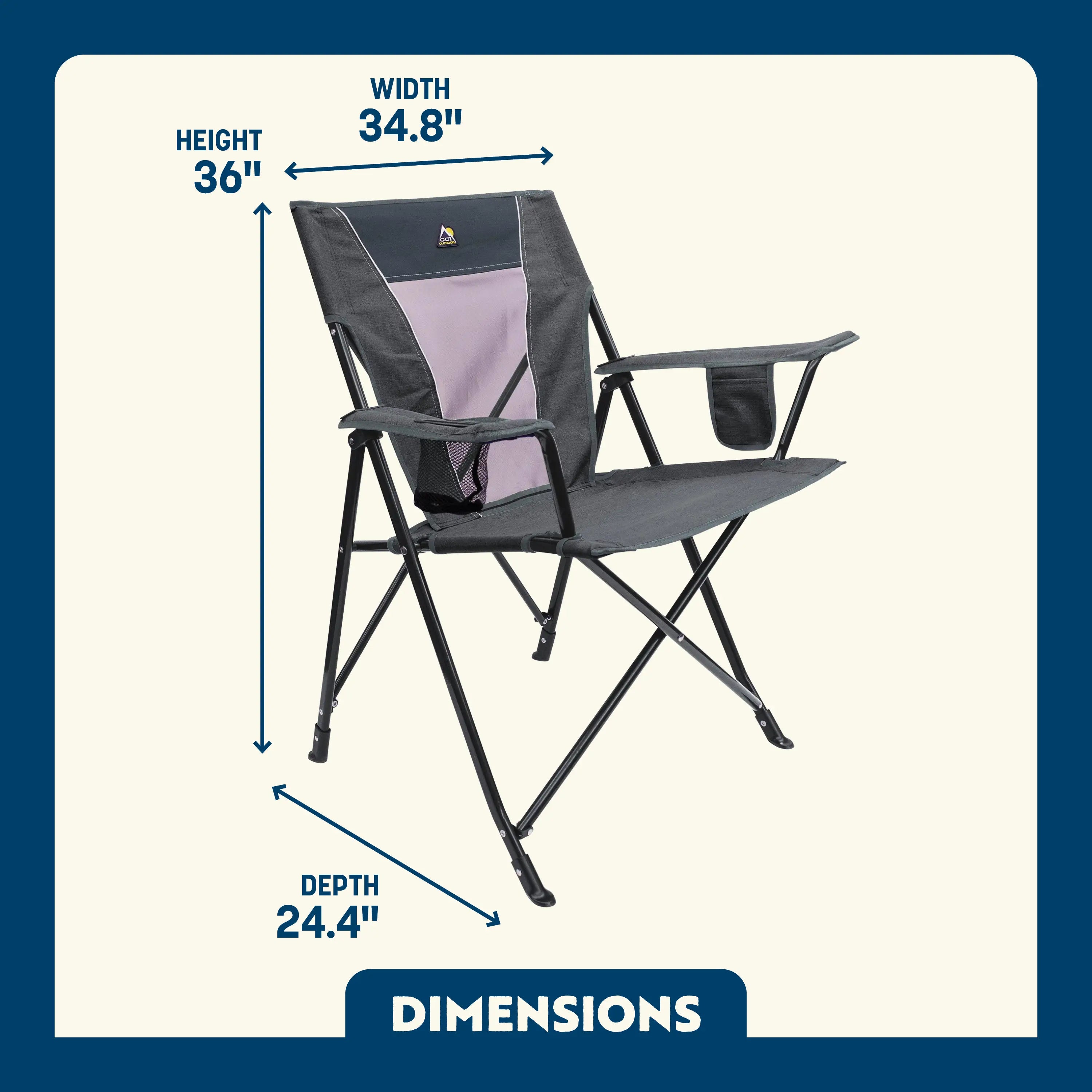 Heathered Pewter Comfort Pro Chair dimensions overview.