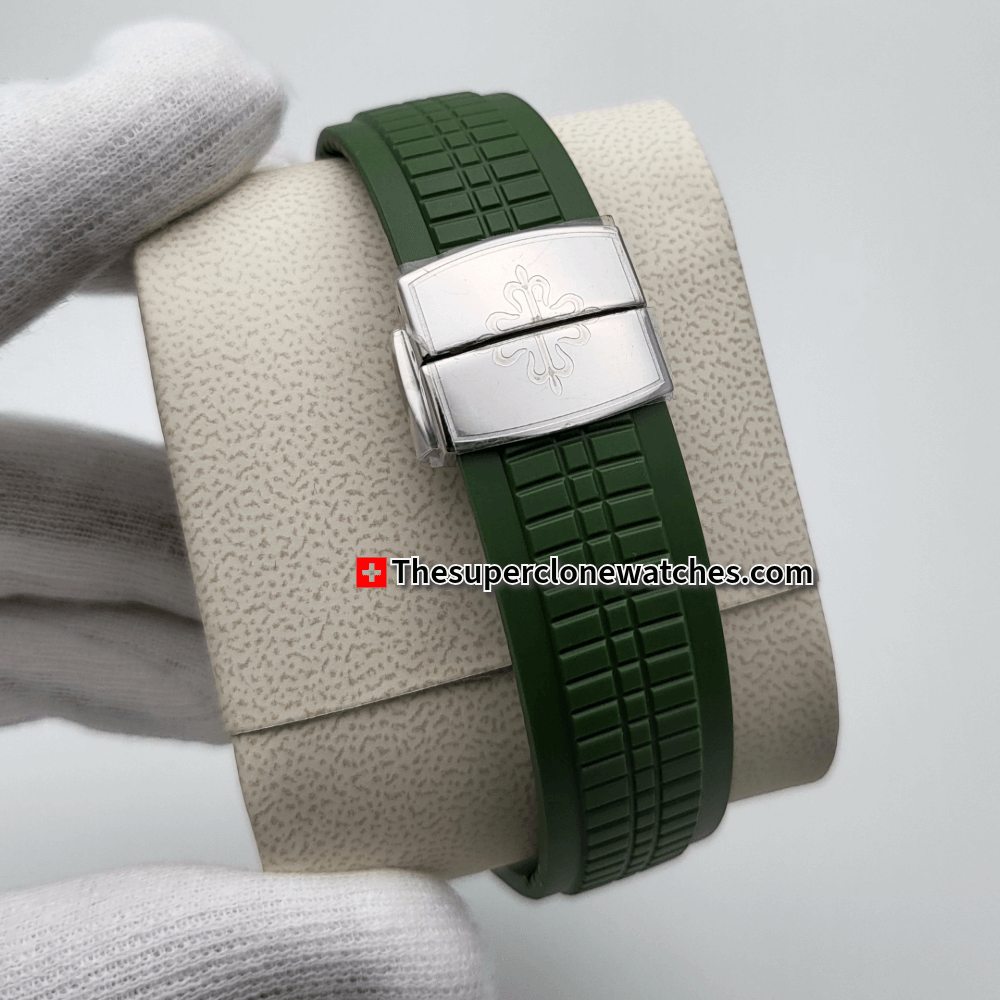 Patek Philippe Aquanaut White Gold 5168G-010 Khaki Green Dial Exact 1:1 Super Clone 26-330 S C Swiss Movement Replica Watch