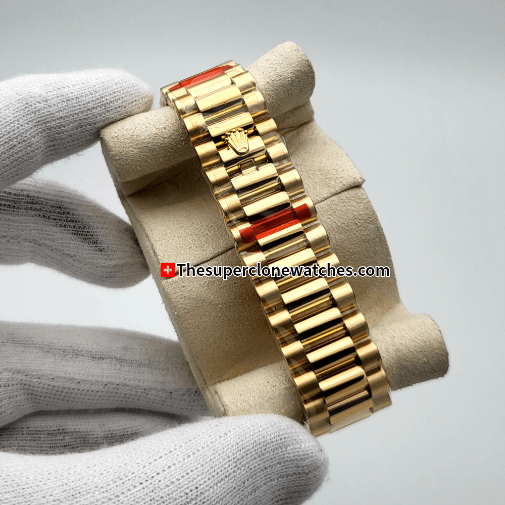 Rolex Day-Date 18kt Yellow Gold White Dial Exact 1:1 Super Clone 3255 Swiss Movement Replica Watch Ref-228238