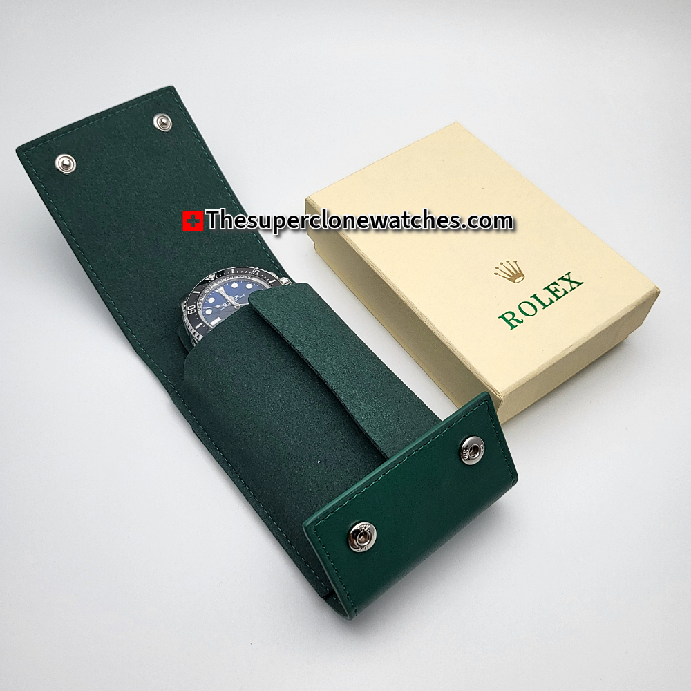 Rolex Green Watch Case Travel Pouch Soft Leather Protection