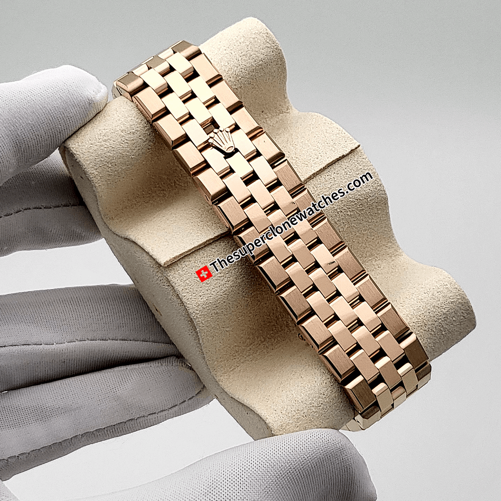 Rolex Land-Dweller 40mm Everose Gold White Honeycomb Motif Dial Exact 1:1 Super Clone 7135 Swiss Movement Replica Watch Ref-127335