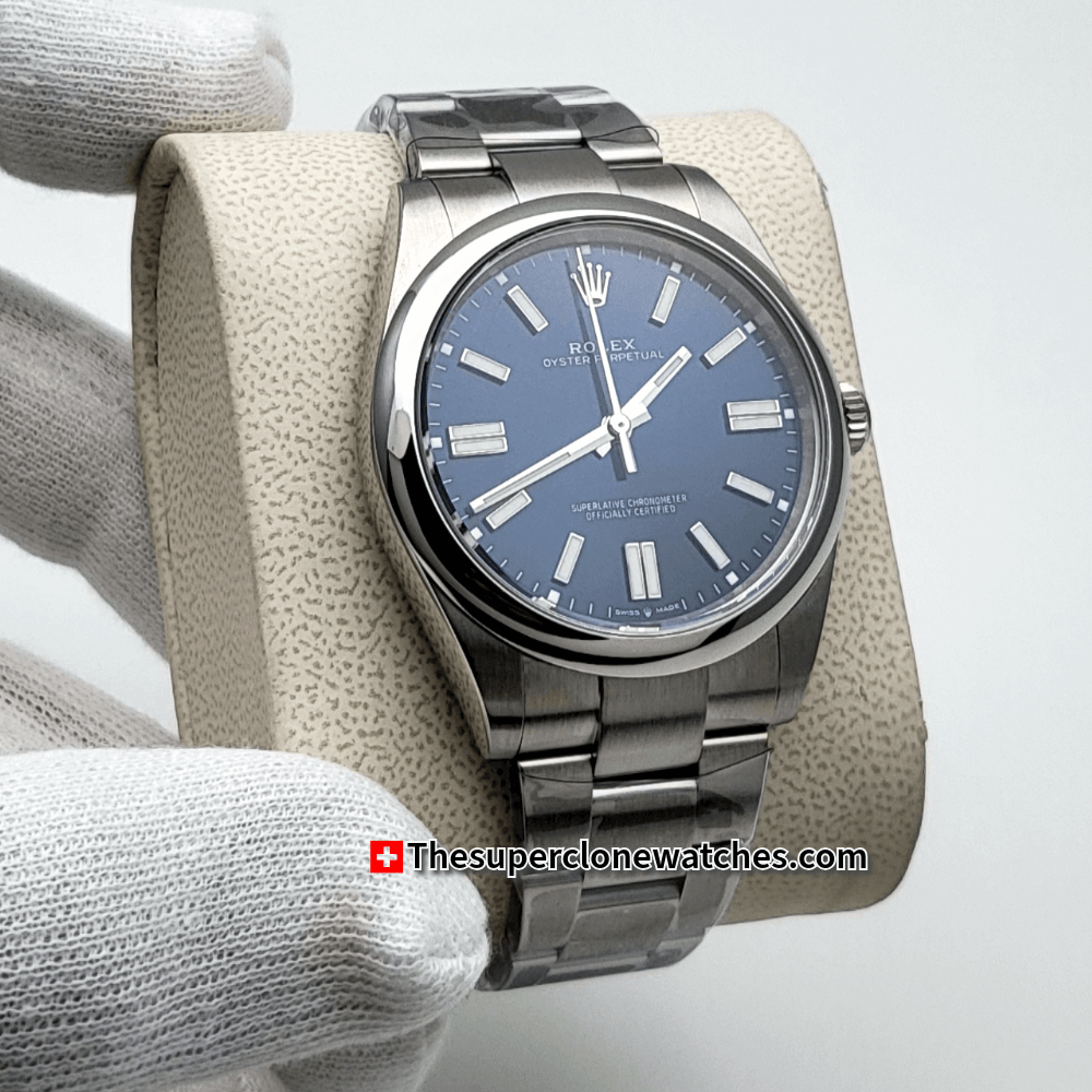 Rolex Oyster Perpetual Bright Blue Dial Exact 1:1 Super Clone 3230 Movement Replica Watch Ref-134300