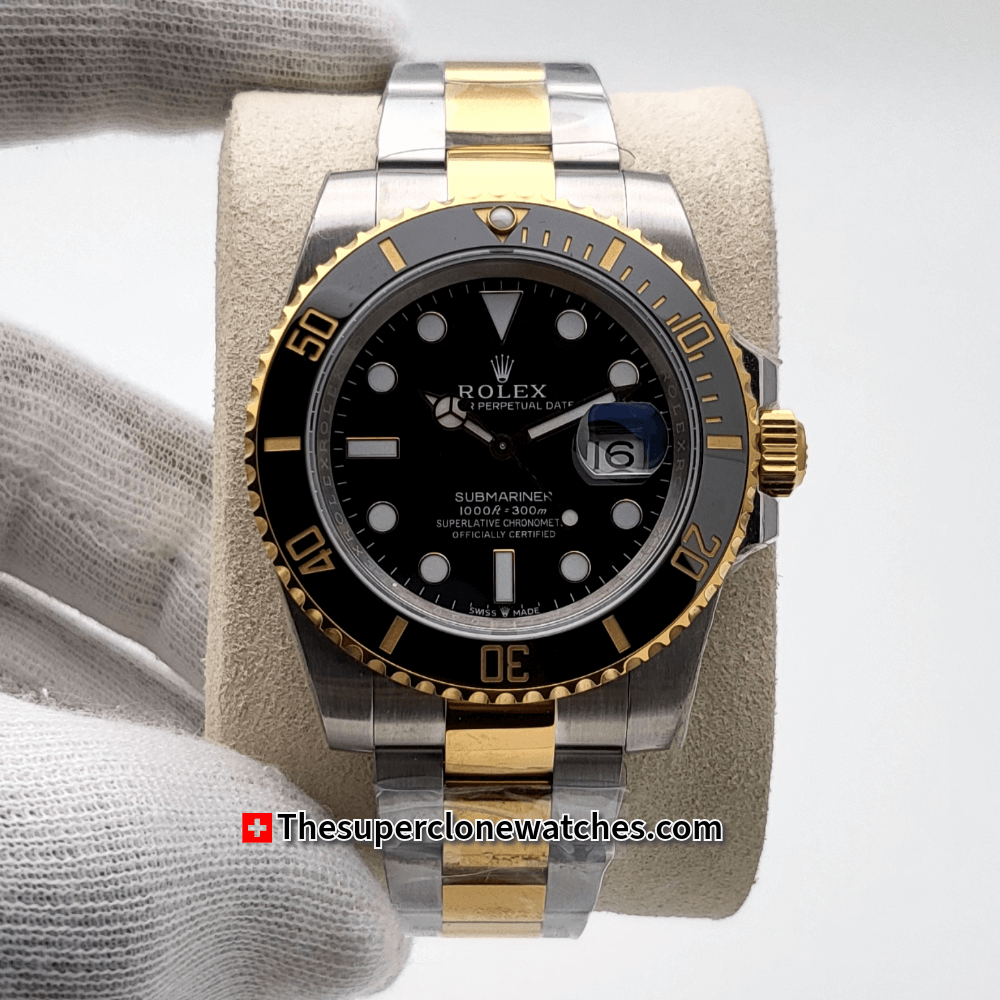 Rolex Submariner Date 2-Tone Black Dial Exact 1:1 Super Clone 3235 Swiss Movement Replica Watch Ref-126613LN