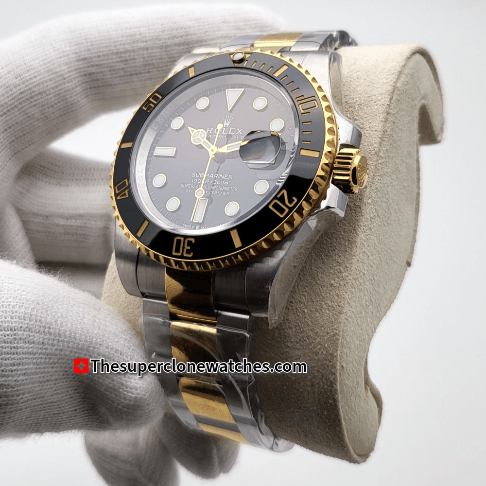 Rolex Submariner Date 2-Tone Black Dial Exact 1:1 Super Clone 3235 Swiss Movement Replica Watch Ref-126613LN