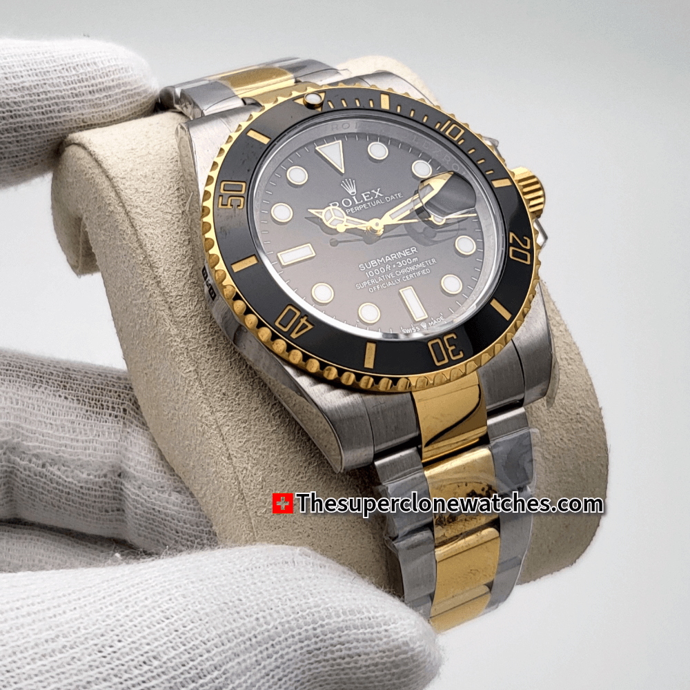 Rolex Submariner Date 2-Tone Black Dial Exact 1:1 Super Clone 3235 Swiss Movement Replica Watch Ref-126613LN
