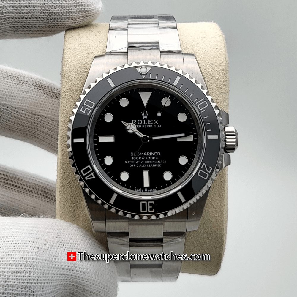 Rolex Submariner No-Date Black Dial Exact 1:1 Super Clone 3230 Swiss Movement Replica Watch Ref-124060