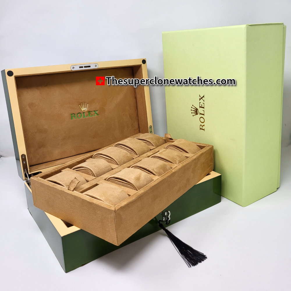 Rolex Watch Box Case Storage Multi 10 Watch Green Display