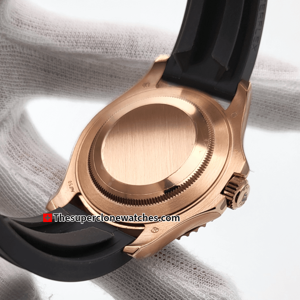 Rolex Yacht-Master Everose Gold Oysterflex Exact 1:1 Super Clone 3235 Swiss Movement Replica Watch Ref-126655
