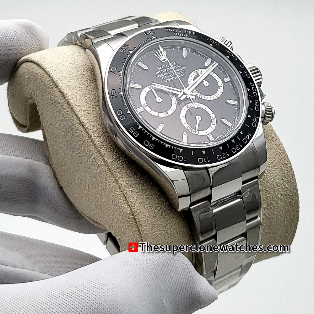 Rolex Cosmograph Daytona Black Dial Exact 1:1 Super Clone 4131 Swiss Movement Replica Watch Ref-126500LN