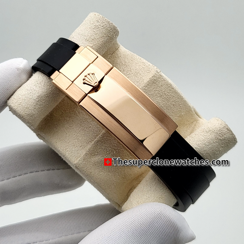 Rolex Cosmograph Daytona 18kt Everose Gold Oysterflex Bright Black and Sundust Dial Exact 1:1 Super Clone 4131 Swiss Movement Replica Watch Ref-126515LN