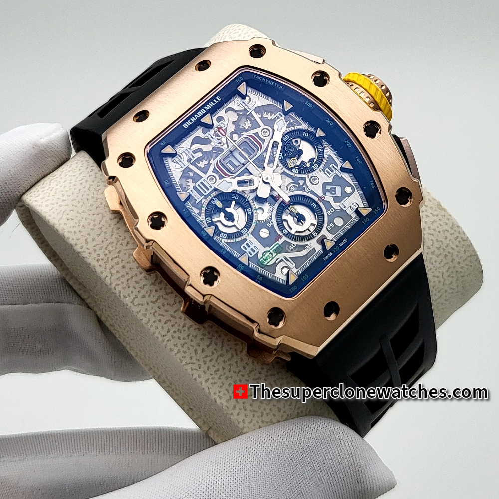 Richard Mille RM 011 Rose Gold Flyback Chronograph Exact 1:1 Super Clone RM 11-03 Swiss Movement Replica Watch