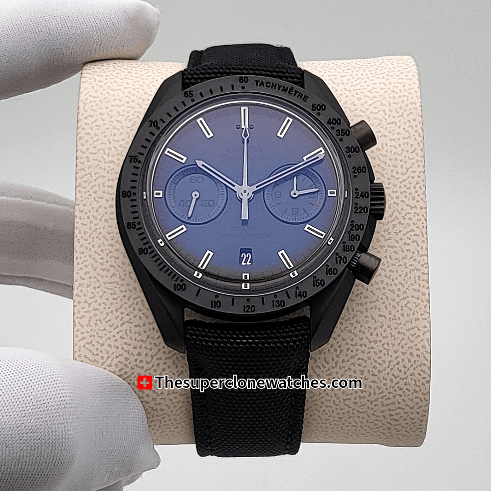 Omega Speedmaster Dark Side Of the Moon 44.25mm Black Ceramic On Coated Nylon Fabric Strap Exact 1:1 Top Quality Super Clone 9300 Swiss Movement Replica Watch