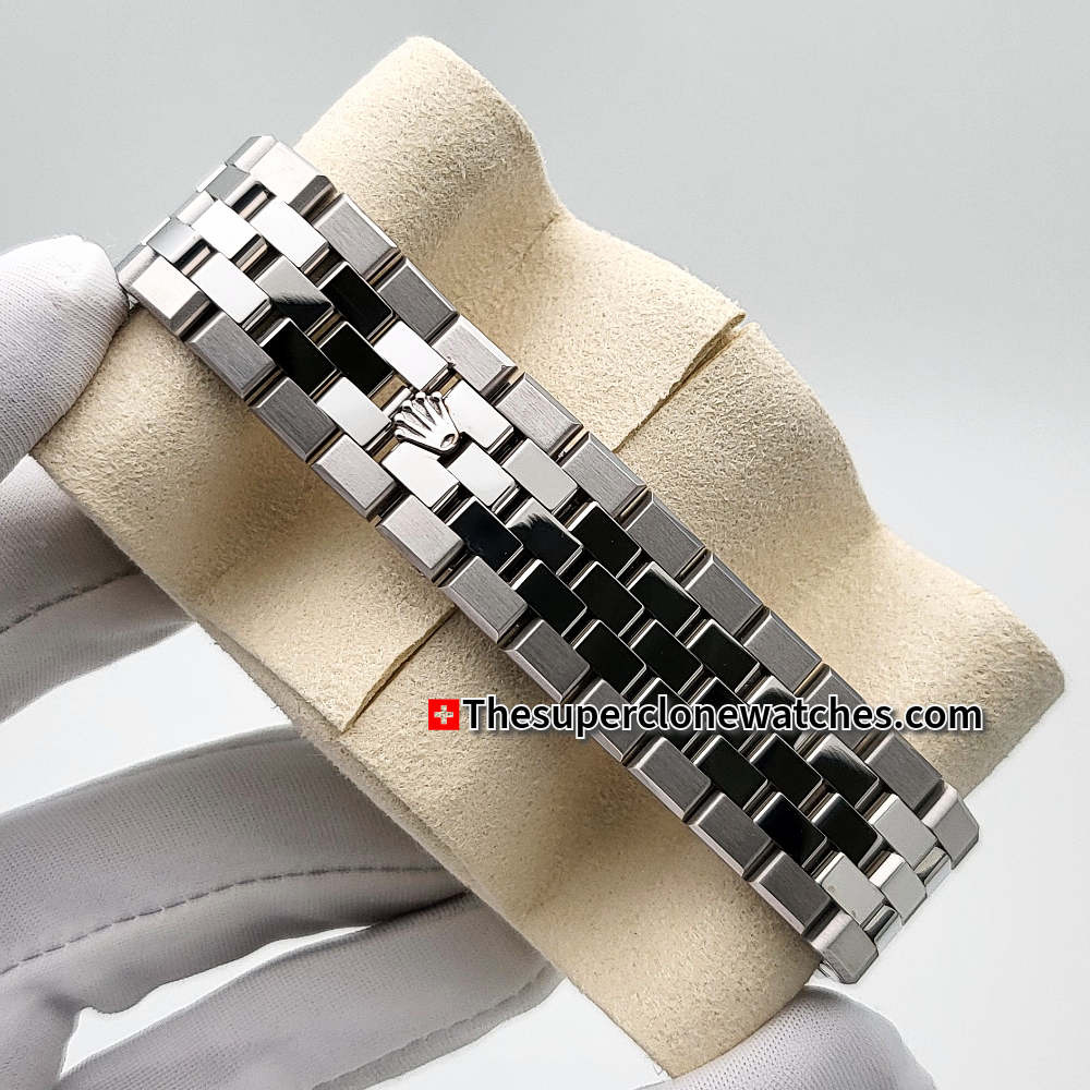 Rolex Land-Dweller 40mm Platinum Ice Blue Honeycomb Motif Dial Exact 1:1 Super Clone 7135 Swiss Movement Replica Watch Ref-127336