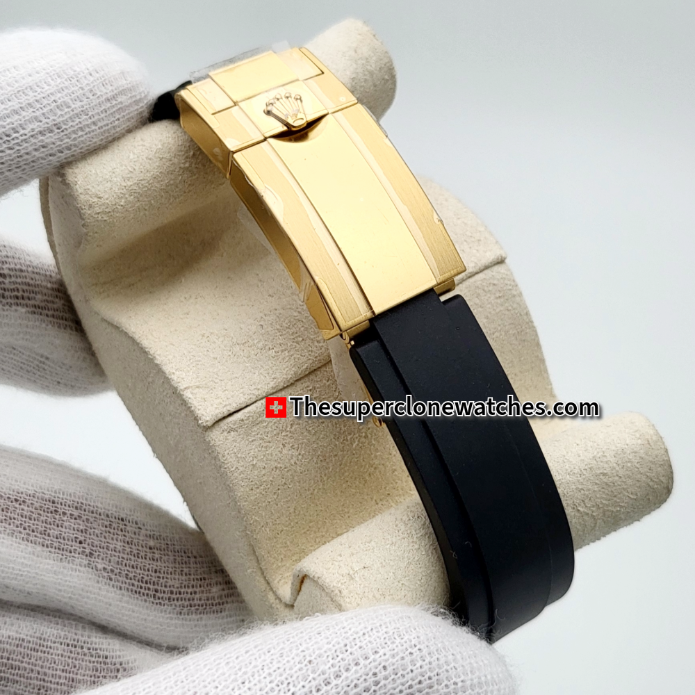 Rolex Cosmograph Daytona 18kt Yellow Gold Oysterflex Golden Dial Exact 1:1 Super Clone 4131 Swiss Movement Replica Watch Ref-126518LN