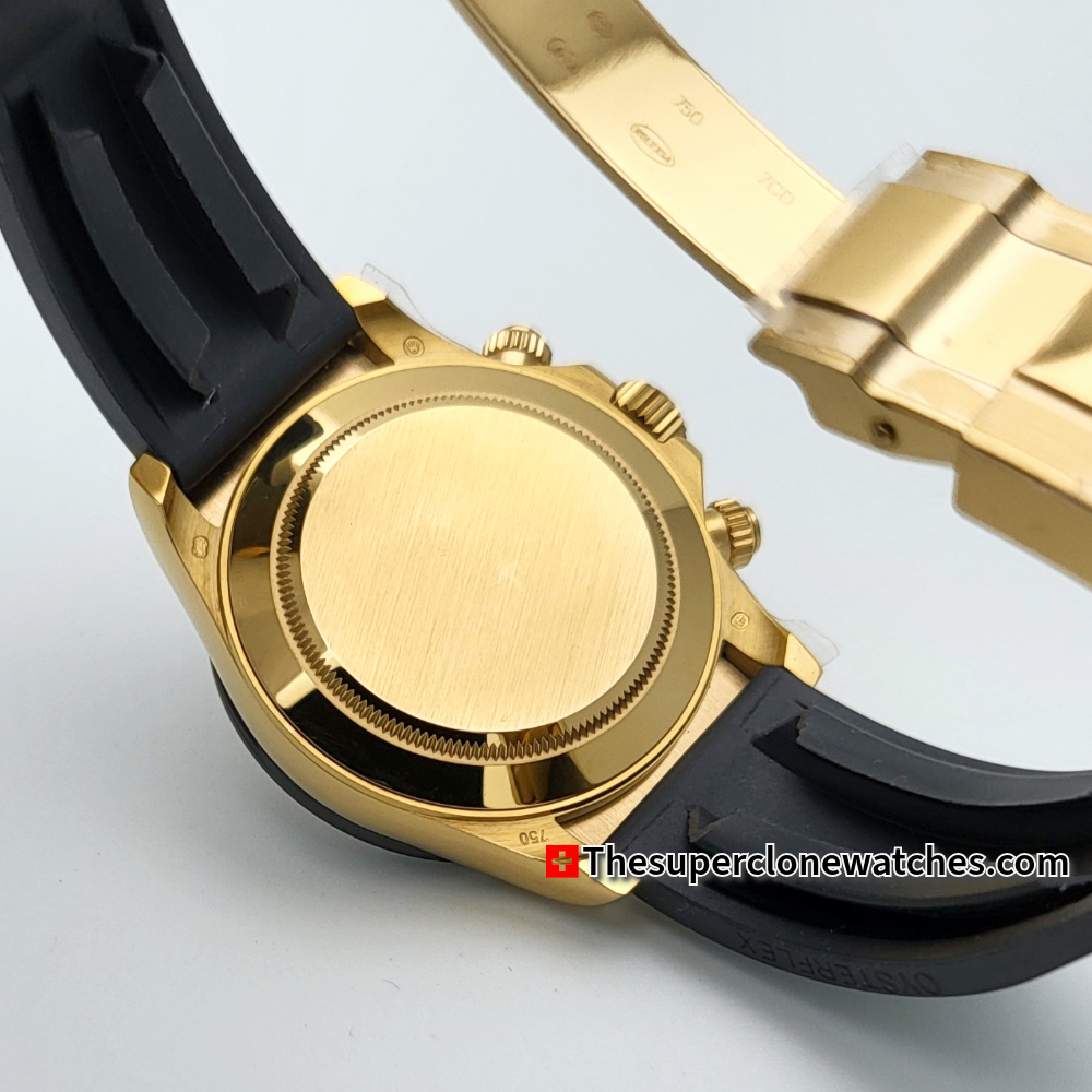 Rolex Cosmograph Daytona 18kt Yellow Gold Oysterflex Golden Dial Exact 1:1 Super Clone 4131 Swiss Movement Replica Watch Ref-126518LN
