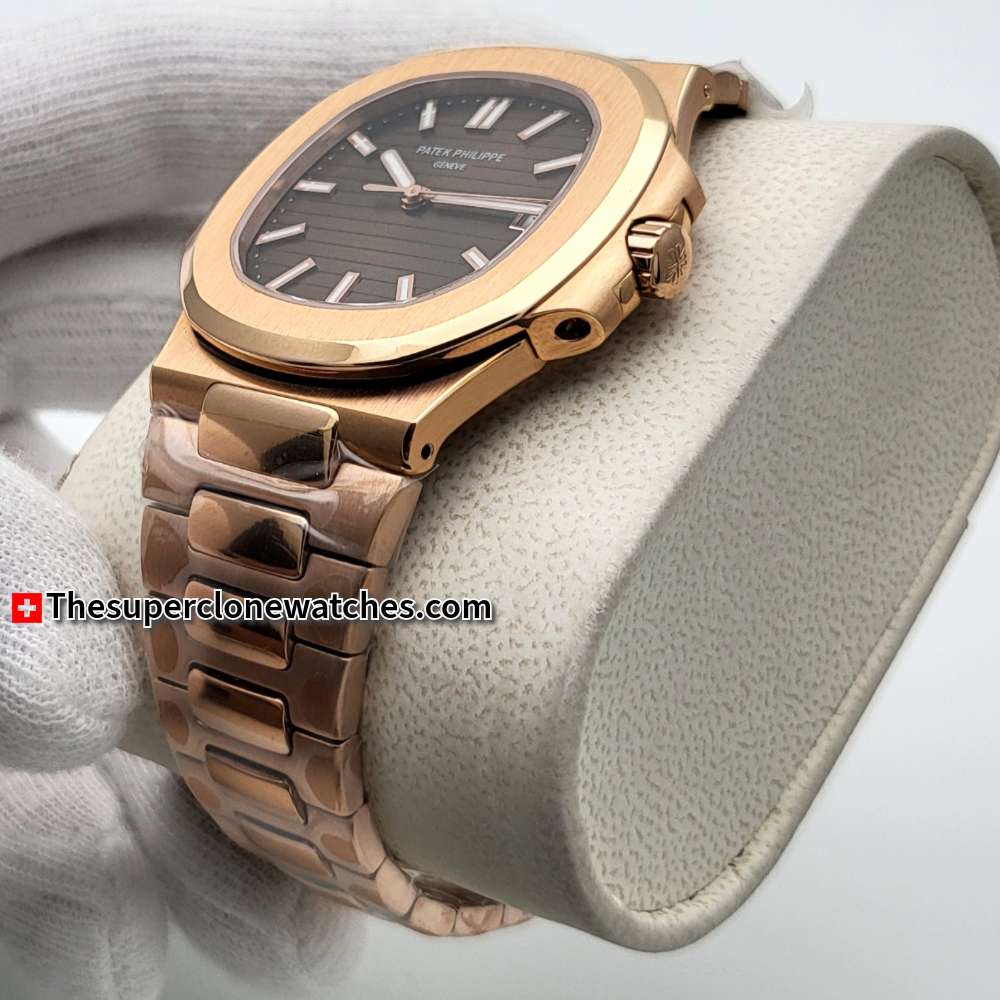 Patek Philippe Nautilus 18kt Rose Gold 5711/1R-001 Brown Dial Exact 1:1 Super Clone 324 S C Swiss Movement Replica Watch
