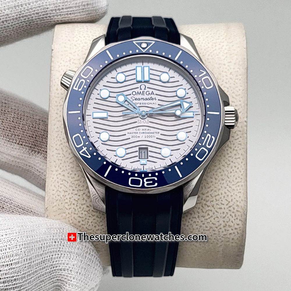 Omega Seamaster Diver 300M Steel On Rubber Strap Grey Dial Exact 1:1 Super Clone 8800 Swiss Movement Replica Watch