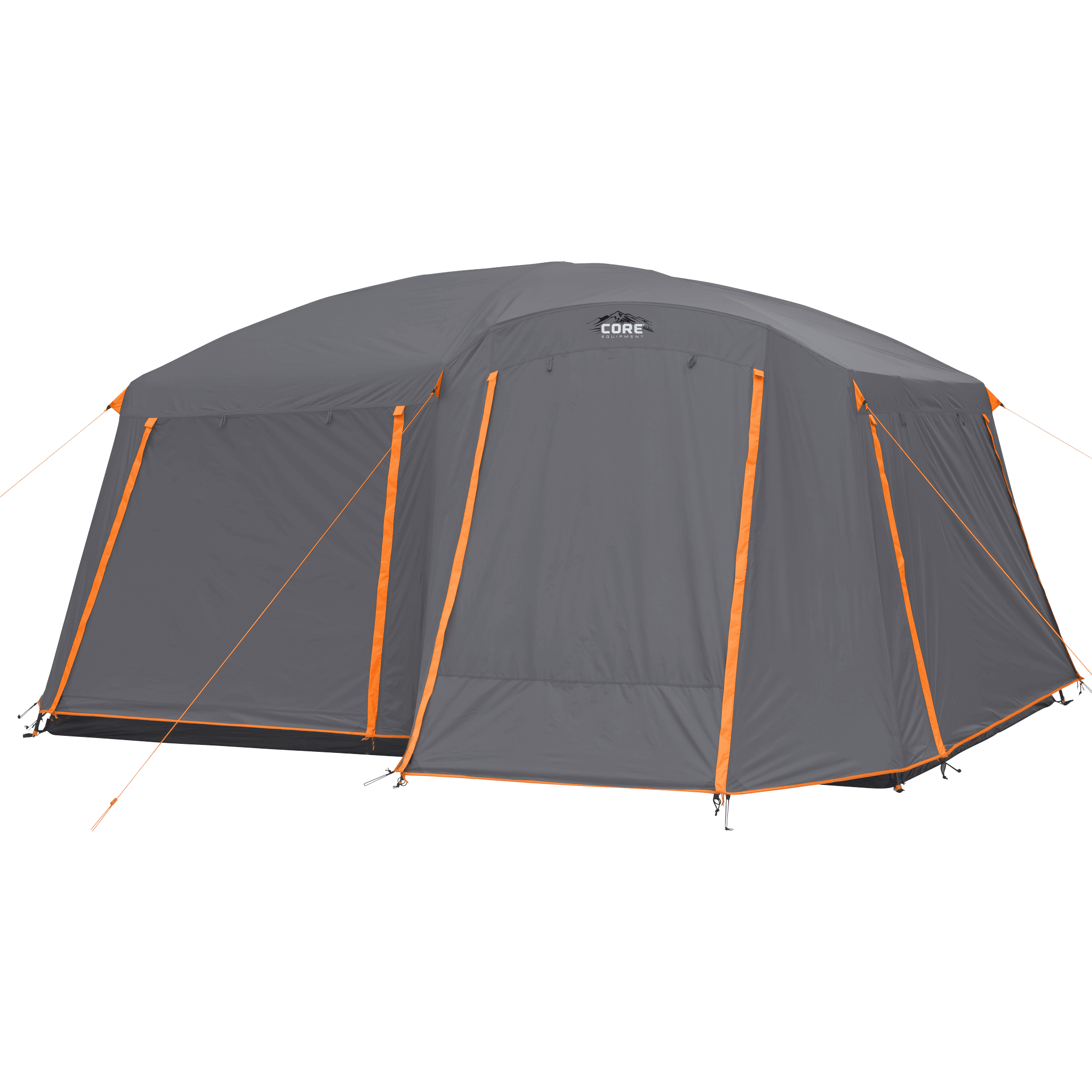 CORE 10 person straight wall cabin tent with full rainfly, tall center height, and spacious design for family camping.