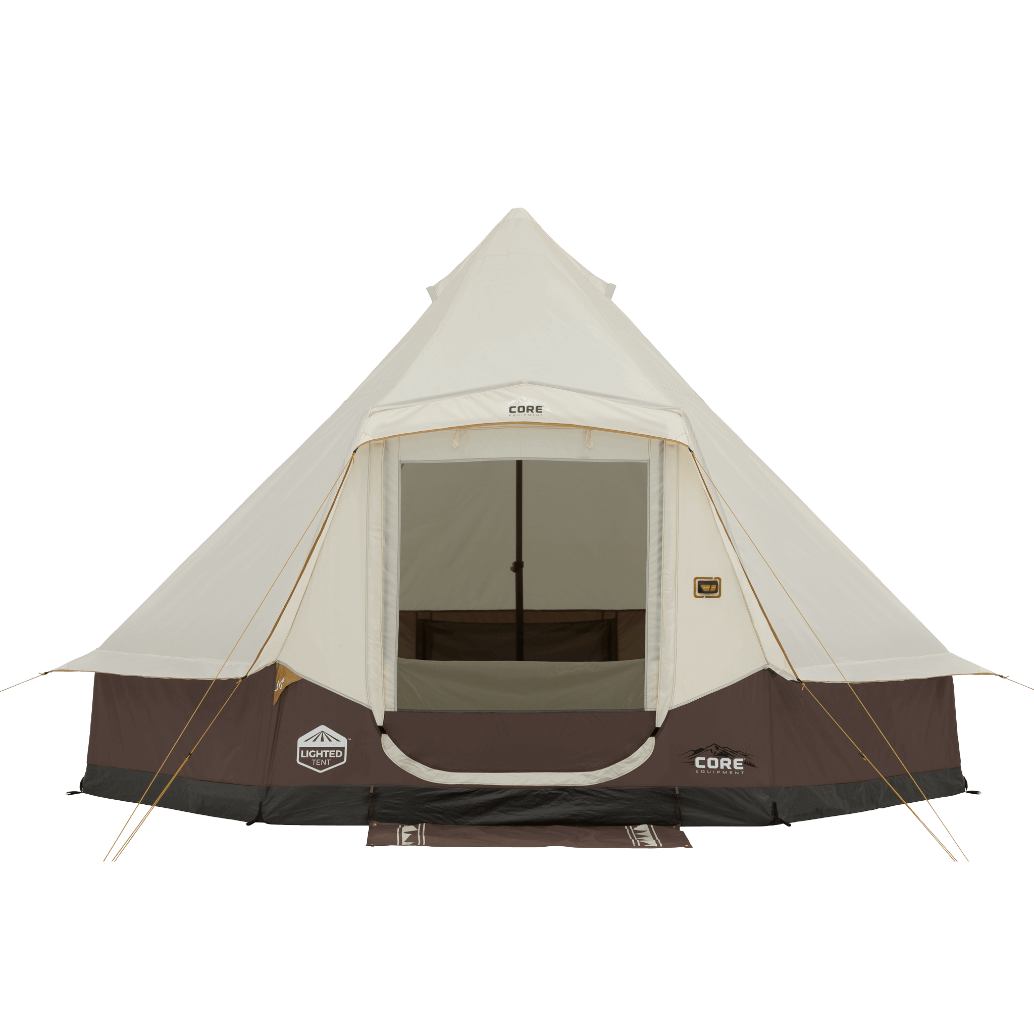 CORE 6 person lighted bell tent with tall peak height, circular floor plan, and durable weather-resistant construction.