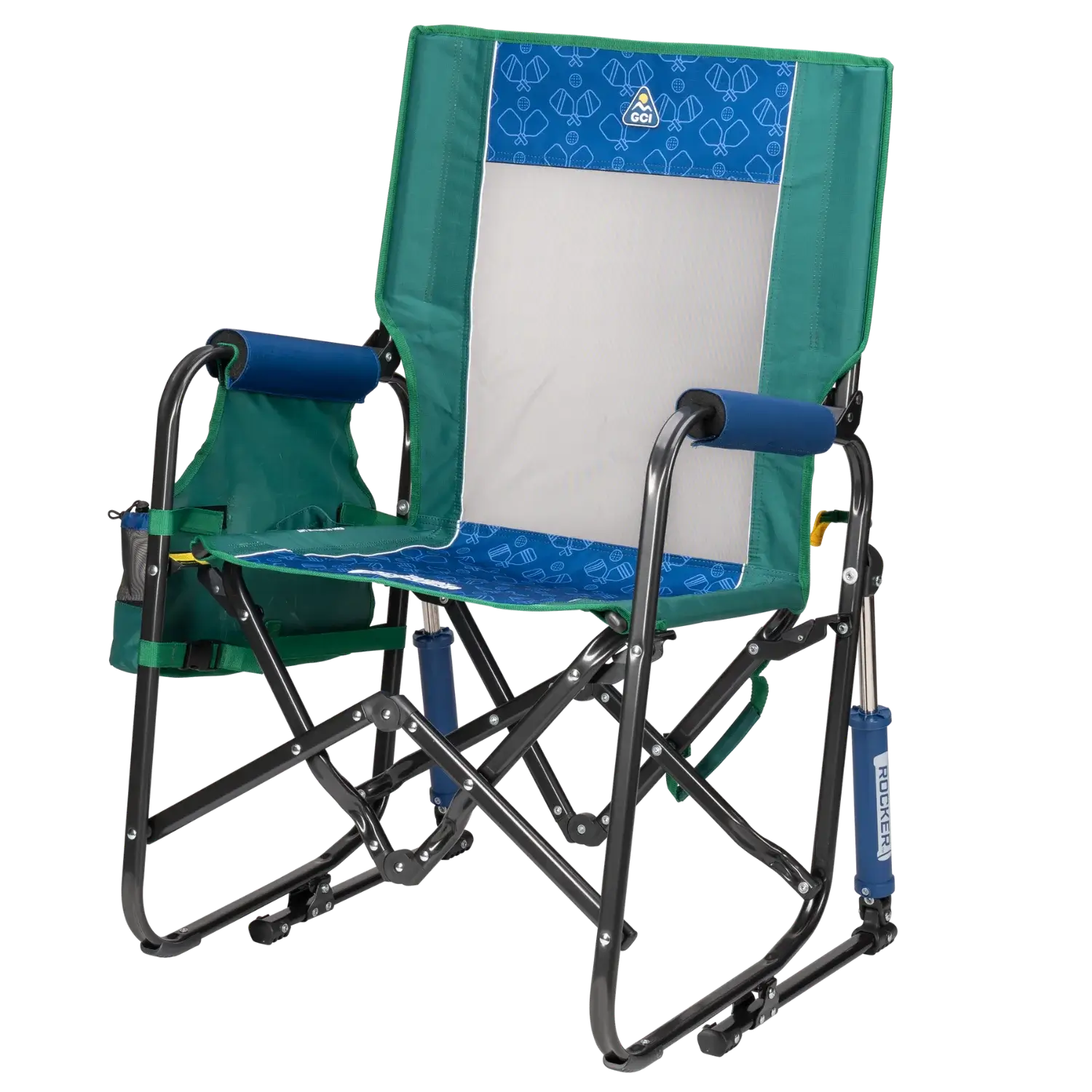 Side angle of pickleball stowaway rocker. 